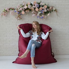 Кресло-подушка, Бордовый, размер XХXХL-Комфорт, оксфорд 4