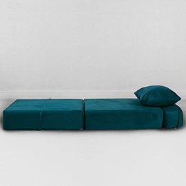 Бескаркасное Кресло-кровать Глубокая бирюза, размер ХXXХL, мебельный велюр 1