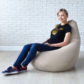 Кресло-мешок груша Баклажан, размер XХХL-Стандарт, мебельный велюр 1