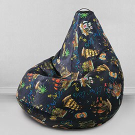 Кресло-мешок груша Морское приключение, размер XL-Компакт, мебельный хлопок
