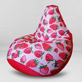 Кресло-мешок груша Клубника Дивная, размер XХXХL-Комфорт, мебельный хлопок и оксфорд