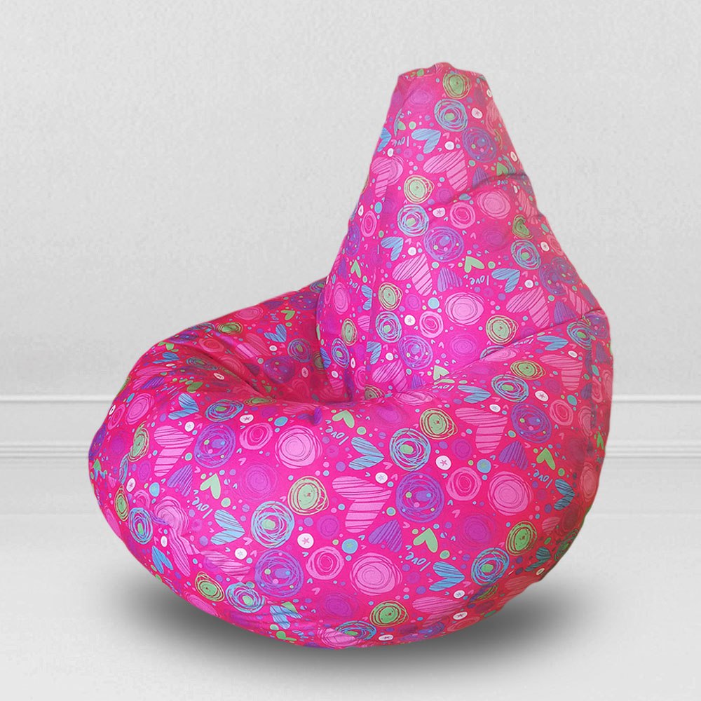 Кресло-мешок груша Сердца, размер XL-Компакт, оксфорд