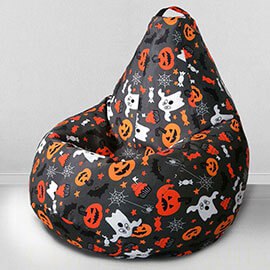 Кресло-мешок груша Хеллоуин Тыква, размер XХXХL-Комфорт, мебельный хлопок