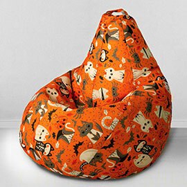 Кресло-мешок груша Хеллоуин Кошки , размер XХXХL-Комфорт, мебельный хлопок 0