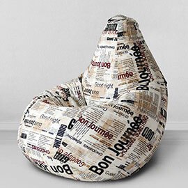 Кресло-мешок груша Газета, размер XХXХL-Комфорт, мебельный хлопок 0