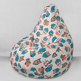 Кресло-мешок груша Новогодние Совы, размер XХXХL-Комфорт, мебельный хлопок 0