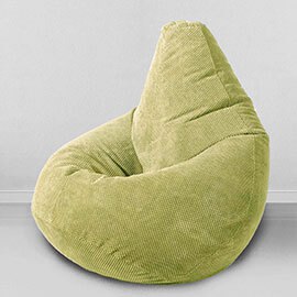 Кресло-мешок груша Салатовый, размер XХХXL-Комфорт, объемный велюр