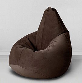 Кресло-мешок груша Темный шоколад, размер XХХXL-Комфорт, мебельный велюр