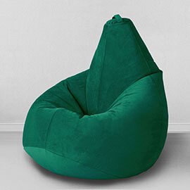 Кресло-мешок груша Темный изумруд, размер XХХXL-Комфорт, мебельный велюр