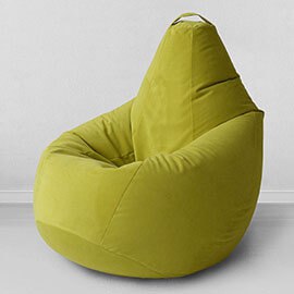 Кресло-мешок груша Горчица, размер XХХXL-Комфорт, мебельный велюр
