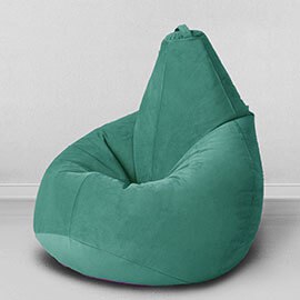 Кресло-мешок груша Темный ментол, размер ХХXL-Комфорт, мебельный велюр