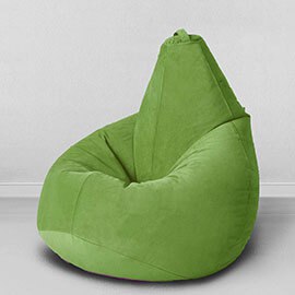 Кресло-мешок груша Матово-зеленый , размер ХХXL-Комфорт, мебельный велюр