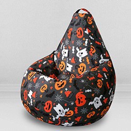 Кресло-мешок груша Хеллоуин Тыква, размер XХХL-Стандарт, мебельный хлопок