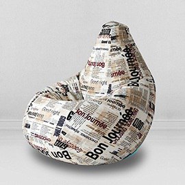 Кресло-мешок груша Газета, размер XL-Компакт, мебельный хлопок