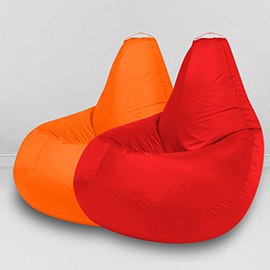 Два кресла-мешка по цене одного Апельсин и Красный, размер XL-Компакт, оксфорд 0