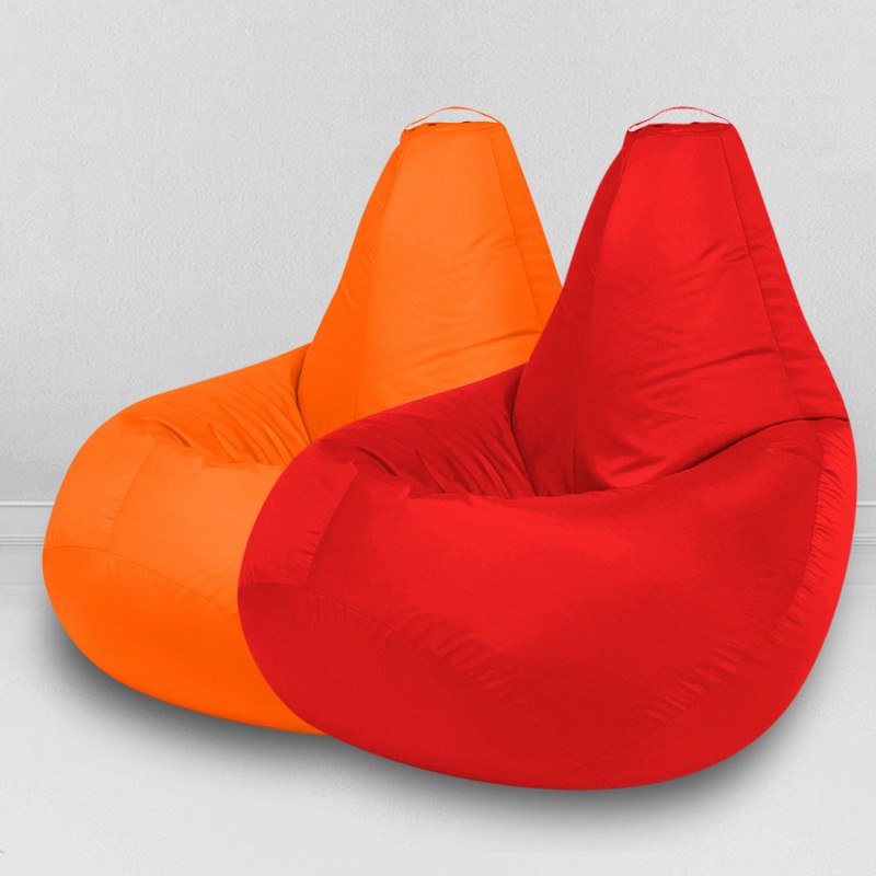 Два кресла-мешка по цене одного Апельсин и Красный, размер XL-Компакт, оксфорд