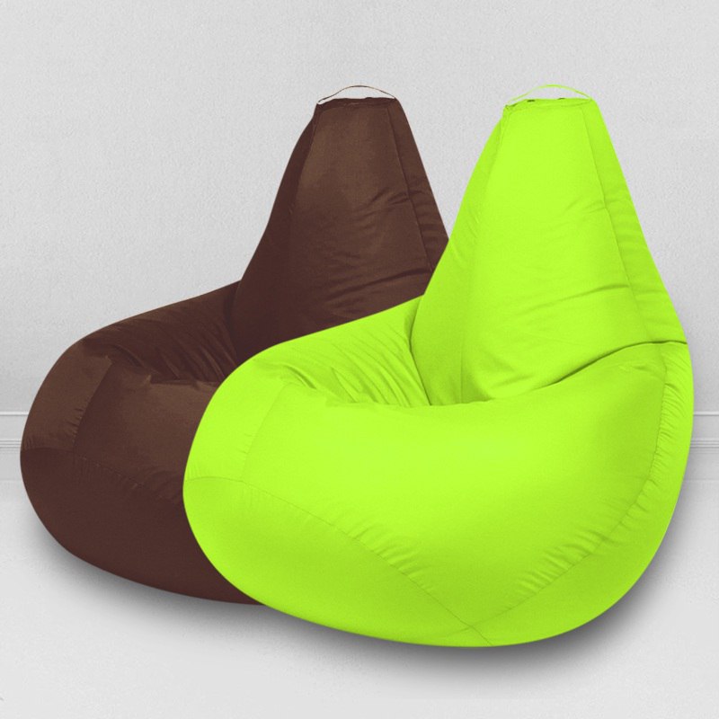 Два кресла-мешка по цене одного Шоколад и Салатовый неон, размер XXXL-Стандарт, оксфорд