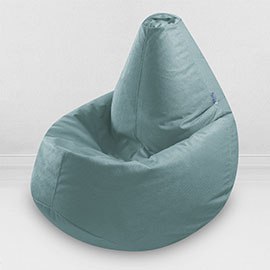 Кресло-мешок груша Серый , размер ХХL-Стандарт, мебельный велюр