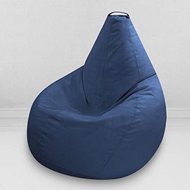 Кресло-мешок груша Темно-синий, размер ХХL-Стандарт, мебельный велюр