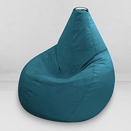 Кресло-мешок груша Глубокая бирюза, размер XХХL-Стандарт, мебельный велюр Киви 0