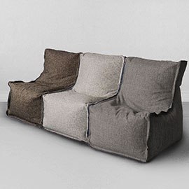 Бескаркасный модульный диван, 3 секции Лофт Коричневый-бежевый-серый, жаккард
