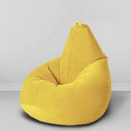 Кресло-мешок груша Желтый, размер XL-Компакт, мебельный велюр 0