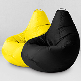 Два кресла-мешка по цене одного Желтый и Черный, размер XXXXL-Комфорт, оксфорд