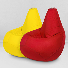 Два кресла-мешка по цене одного Желтый и Красный, размер XL-Компакт, оксфорд