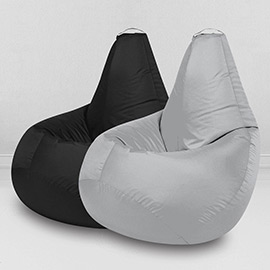 Два кресла-мешка по цене одного Чёрный и Серый, размер XL-Компакт, оксфорд