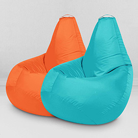 Два кресла-мешка по цене одного Апельсин и Бирюза, размер XL-Компакт, оксфорд