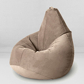 Кресло-мешок груша Бежевый, размер XL-Компакт, мебельный велюр