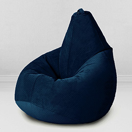 Кресло-мешок груша Темно-синий, размер XL-Компакт, мебельный велюр