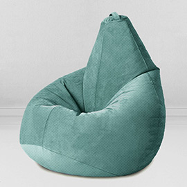 Кресло-мешок груша Темный ментол, размер XL-Компакт, мебельный велюр