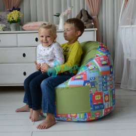 Пуфик-мешок для малышей Емеля Роботы синий, мебельный хлопок 1