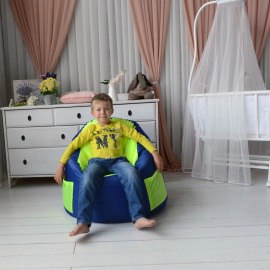 Пуфик бескаркасный для малышей Емеля Василек с красным, оксфорд 1 Пуфик бескаркасный для малышей Емеля Василек с красным, оксфорд 1