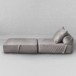 Бескаркасное Кресло-кровать Сталь, размер ХXXХL, мебельный велюр 1