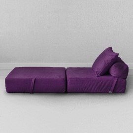 Бескаркасное Кресло-кровать Баклажан, размер ХXXХL, мебельный велюр 1