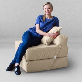 Бескаркасное Кресло-кровать Латте, размер ХXXХL, мебельный велюр 2