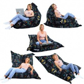 Кресло-подушка, Твинкли, бирюза, размер XХXХL-Комфорт, мебельный велюр 7