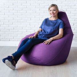 Кресло-мешок груша Баклажан, размер XХХXL-Комфорт, мебельный велюр 1