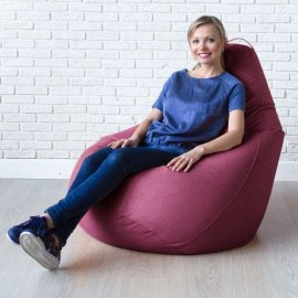 Кресло-мешок груша Незрелая слива, размер XХХXL-Комфорт, мебельный велюр 1