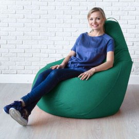 Кресло-мешок груша Темный изумруд, размер XХХXL-Комфорт, мебельный велюр 1
