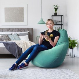 Кресло-мешок груша Горчица, размер XL-Компакт, мебельный велюр 2