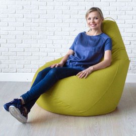 Кресло-мешок груша Горчица, размер XХХXL-Комфорт, мебельный велюр 1