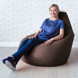 Кресло-мешок груша Темный шоколад, размер XХХXL-Комфорт, мебельный велюр 1