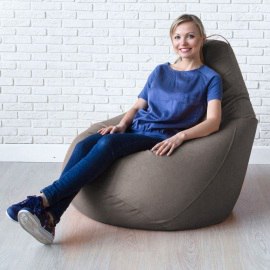 Кресло-мешок груша Горький шоколад, размер XХХXL-Комфорт, мебельный велюр 0