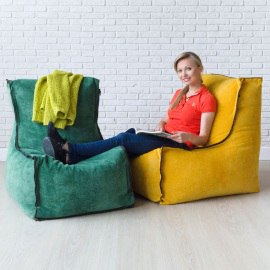 Бескаркасное кресло Лофт Темная бирюза, размер ХXXХL, мебельный велюр 2