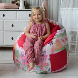 Пуфик-мешок для малышей Емеля Бабочки полосатый, мебельный хлопок 0