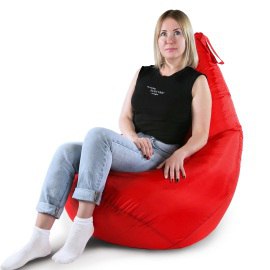 Кресло-мешок груша Красный, размер XХХL-Стандарт, мебельный велюр 2