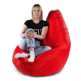 Кресло-мешок груша Красный, размер XХХXL-Комфорт, мебельный велюр 0